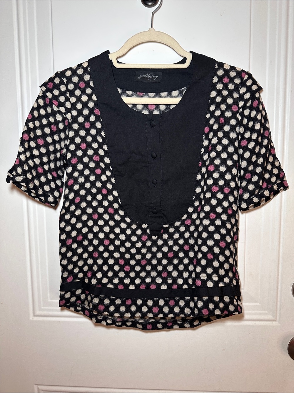 Rachel Comey Polka Dot Button-Front Short Sleeve Top XS